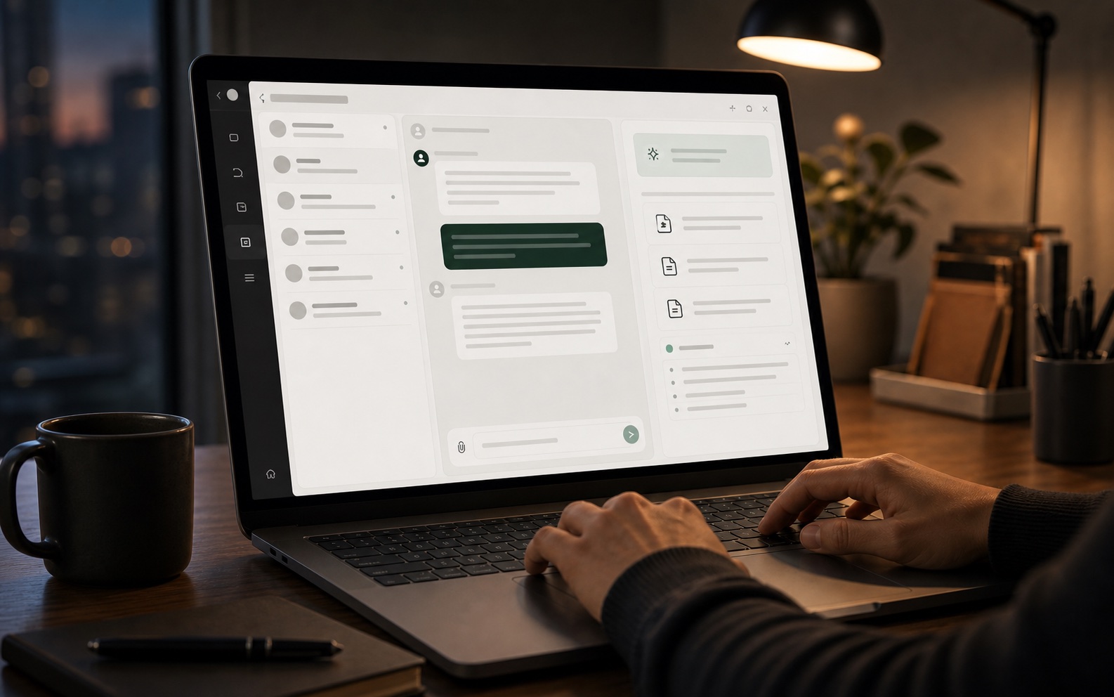 Shared support inbox with customer context, AI draft, and source panels
